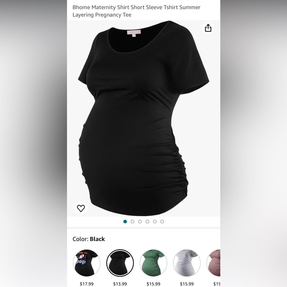 4 white & 2 black maternity shirts. Retails 13.99 each.